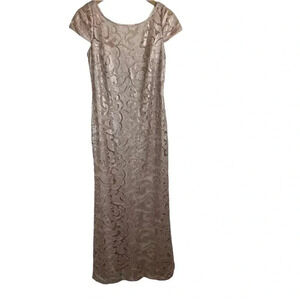 Calvin Klein Size 6 Lace Sequined Beige Dress Evening Formal Shimmery Wedding